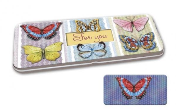 Коробочка подарочная для денег Эффект бабочки Конверт для денег арт.43670 (16,6х7,6х1см, из черного окрашенного металла) / 16,6х7,6х1