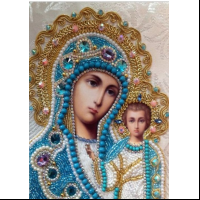 Набор для творчества мозаика из кристаллов-страз Икона Пресвятая Богородица Казанская: кристаллы 30 цветов (акрил), холст на подрамнике из МДФ с клеевой схемой из нетканого материала (полиэфирные волокна), стилус (полипропилен), силиконовый клей для стилу