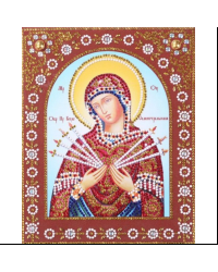 Набор для творчества мозаика из кристаллов-страз Икона Пресвятая Богородица: кристаллы 30 цветов (акрил), холст на подрамнике из МДФ с клеевой схемой из нетканого материала (полиэфирные волокна), стилус (полипропилен), силиконовый клей для стилуса, лоток