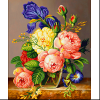 Набор для творчества мозаика из кристаллов-страз Натюрморт Цветы: кристаллы 30 цветов (акрил), холст с клеевой схемой из нетканого материала (полиэфирные волокна), стилус (полипропилен), силиконовый клей для стилуса, лоток для кристаллов (полипропилен). /