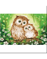 Набор для творчества мозаика из кристаллов-страз Совята: кристаллы 30 цветов (акрил), холст с клеевой схемой из нетканого материала (полиэфирные волокна), стилус (полипропилен), силиконовый клей для стилуса, лоток для кристаллов (полипропилен). / 20x30x0,