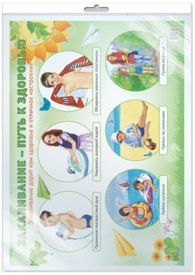 Демонстрационный плакат А2. Закаливание - путь к здоровью в индивидуальной упаковке с европодвесом и клеевым клапаном