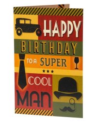 Подарочная открытка Супер мен с книжной раскладкой из мелованного картона 235 р, цветность 4+4, уф лак. 18,3х12,1см арт.82727