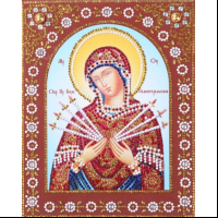 Набор для творчества мозаика из кристаллов-страз Икона Пресвятая Богородица: кристаллы 30 цветов (акрил), холст на подрамнике из МДФ с клеевой схемой из нетканого материала (полиэфирные волокна), стилус (полипропилен), силиконовый клей для стилуса, лоток