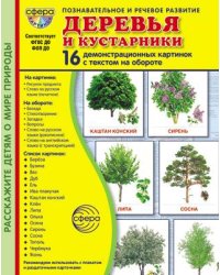 Дем. картинки СУПЕР Деревья и кустарники. 16 демонстрационных картинок с текстом В ПАПКЕ 173х220 мм