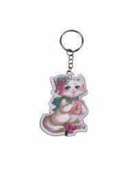 Брелок-фонарь электрический Кошечка арт.44385(5,1x6,9см)со светодиодной лампой (1 шт.), корпус из ПВХ, элемент питания - батарейка CR1220 (2 шт.), мощность 0,06 Вт, напряжение 6 В, кольцо для ключей на цепочке из нержавеющей стали