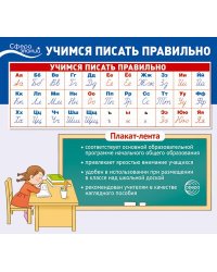 Плакат-лента. Учимся писать правильно В ПАКЕТЕ 100х33 см, в индивидуальной упаковке