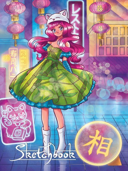 СЕРИЯ: СКЕТЧБУК А5 матовая ламин.обл., резинка, 145х203 (бумага 70 гр) (Проф-Пресс) СКЕТЧБУК А5. АНИМЕ. ТОКИЙСКИЙ ВЕЧЕР выб.лак