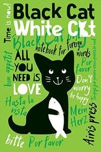 Тетрадь для записи иностранных слов с клапанами. Кошки-рыбки