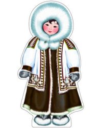 Ф-9510 Плакат вырубной А3. Девочка в чукотском костюме блестки в лаке - группа Костюмы