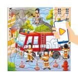 Пазл фигурный на подложке+Дополненная реальность. 45 деталей. Пожарная машина. 30х30,5 см. ГЕОДОМ