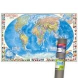 КАРТОГРАФИЯ КЛАССИЧЕСКАЯ (ГеоДом) ПРОкарта интерактивная МИР полит. с флагами, 124х80 см, 1:24 млн, в тубусе