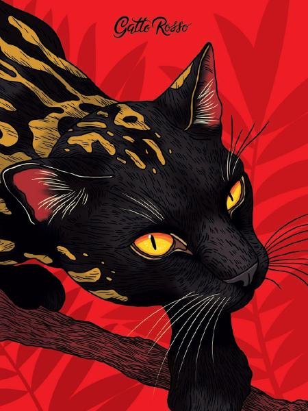 Gatto Rosso. Блокнот в клетку ДИКИЕ КОШКИ ЧЁРНАЯ КОШКА