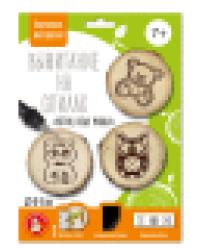 Выжигание на спилах Котик, Сова, Мишка малые