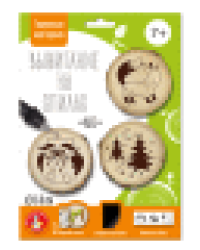 Выжигание на спилах Лес Лисичка, Сова, Елки малые