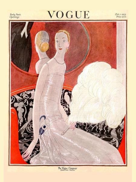 VOGUE. Леди с веером у зеркала. Серия плакатов. Формат А4.