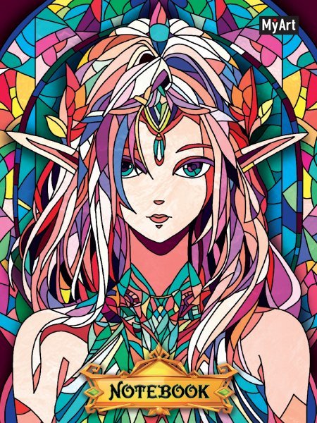 MyArt. БЛОКНОТ в клетку Витражи. Девушка эльф