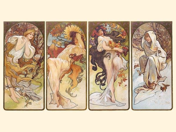 Постер.Альфонс Муха. Серия «Времена года 1887г.». Формат А3.