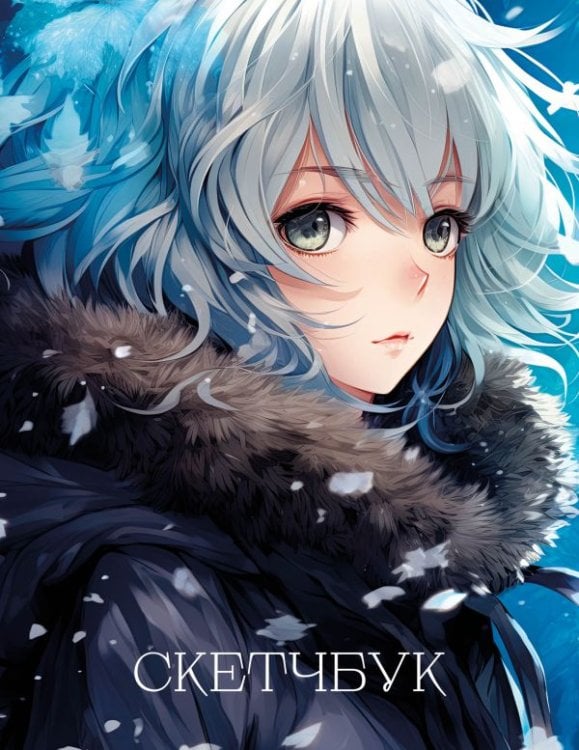 Новогодний скетчбук. Аниме 162х210 мм, на навивке, 40 л., плотность бумаги 160 гр., синий