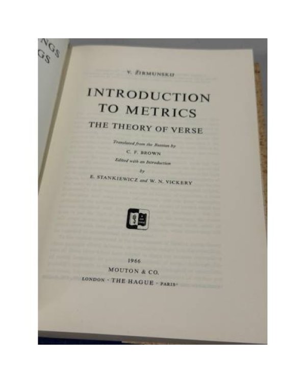 Дополнительное изображение книги «V. Žirmunskij. Introduction to Metrics. The Theory of Verse»