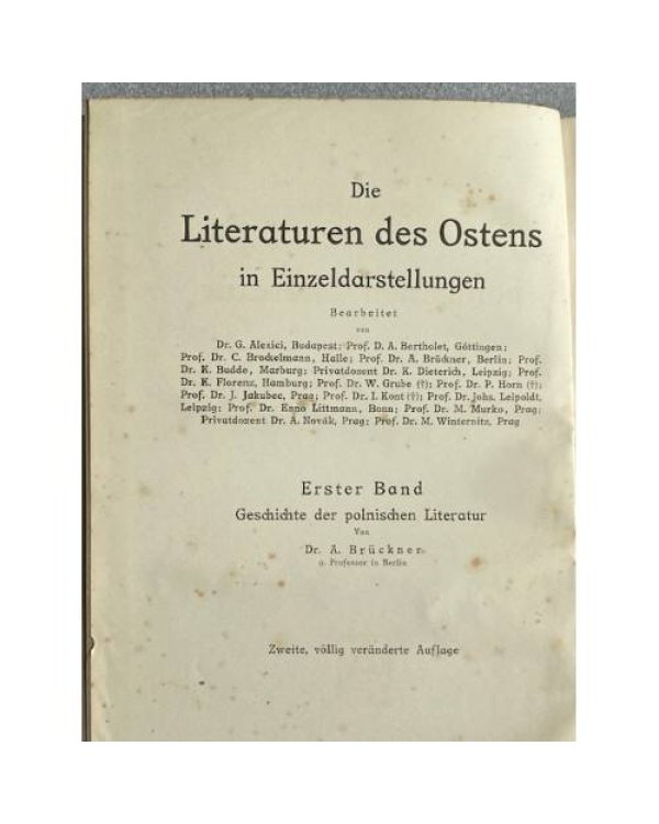 Die Literaturen des Ostens in Einzeldarstellungen. Erster Band: Geschichte der polnischen Literatur