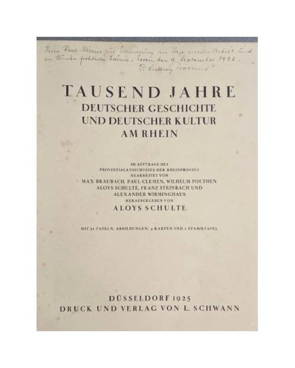 Tausend Jahre deutscher Geschichte und deutscher Kultur am Rhein