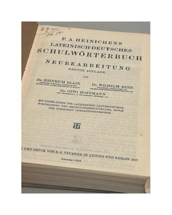 Дополнительное изображение книги «Heinischens Lateinisch-Deutsches Schulwörterbuch. Neubearbeitung. Neunte Auflage.»