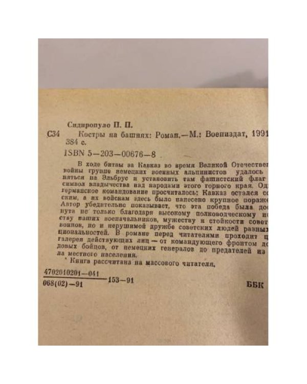 Дополнительное изображение книги «Костры на башнях»