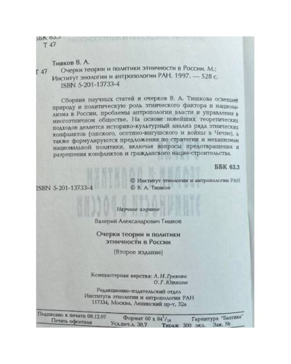 Очерки теории и политики этничности в России