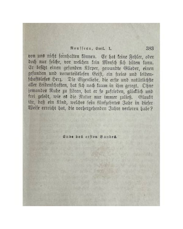 Emil oder über die Erziehung. Erster Band