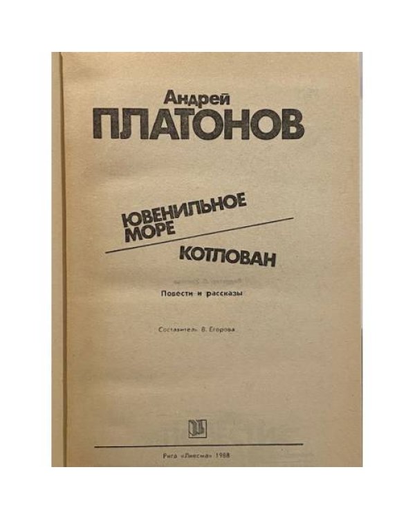 Дополнительное изображение книги «Ювенильное море. Котлован»