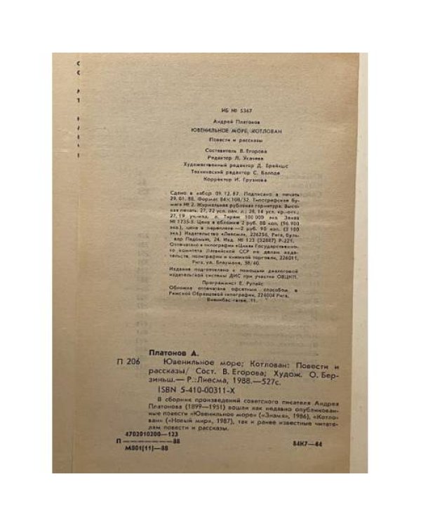 Дополнительное изображение книги «Ювенильное море. Котлован»
