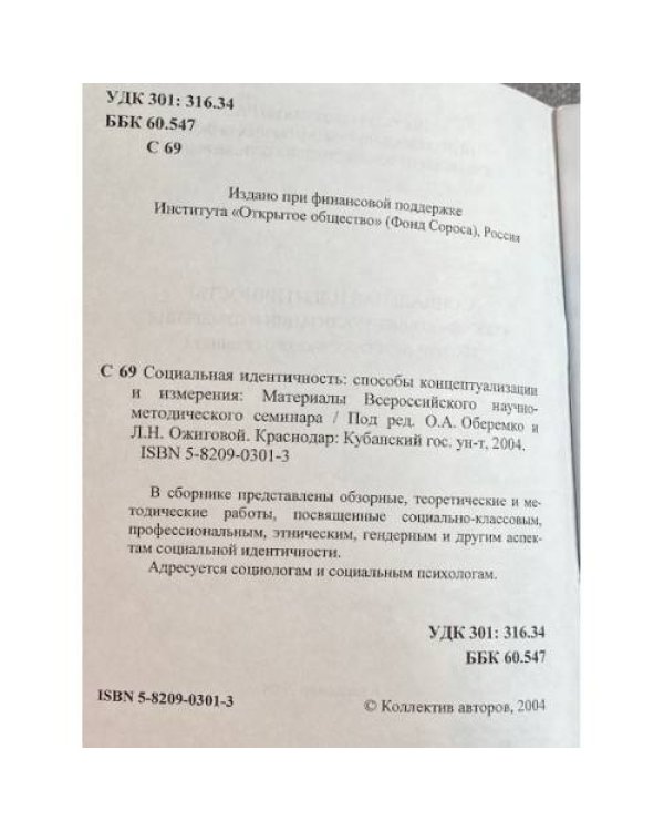 Социальная идентичность: способы концептуализации и измерения