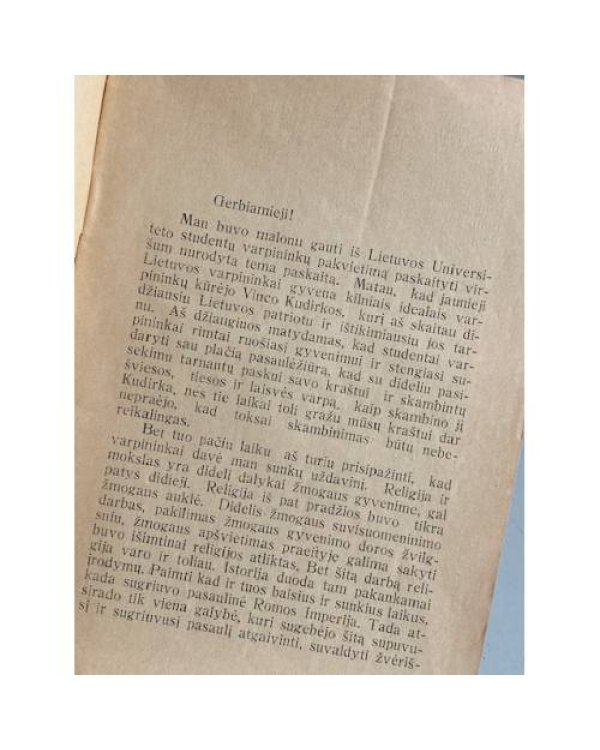 Prof. V. Čepinskis – Religija ir mokslas (Vieša paskaita skaityta Liet. Universiteto salėj 1928 m. kovo mėn. 11 d.)