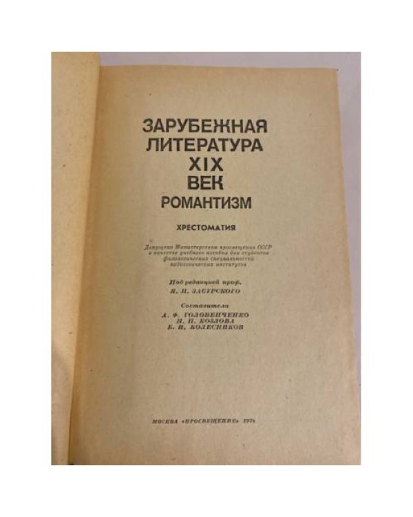 Дополнительное изображение книги «Зарубежная литература. XIX век. Романтизм»