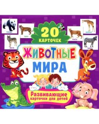 Животные мира. Развивающие карточки для детей (20 карточек)