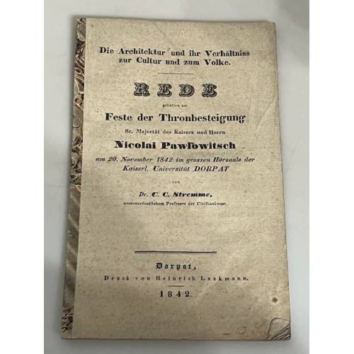 Rede gehalten am Feste der Thronbesteigung Sr. Majestät des Kaisers und Herren Nicolai Pawlowitsch am 20 November 1842 