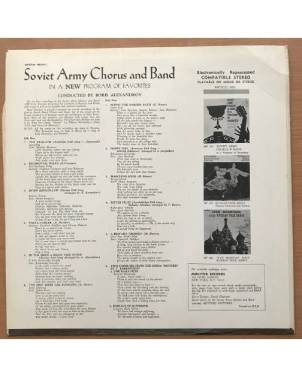 Soviet Army Chorus and Band. Stereo - Monitor - MFS 540