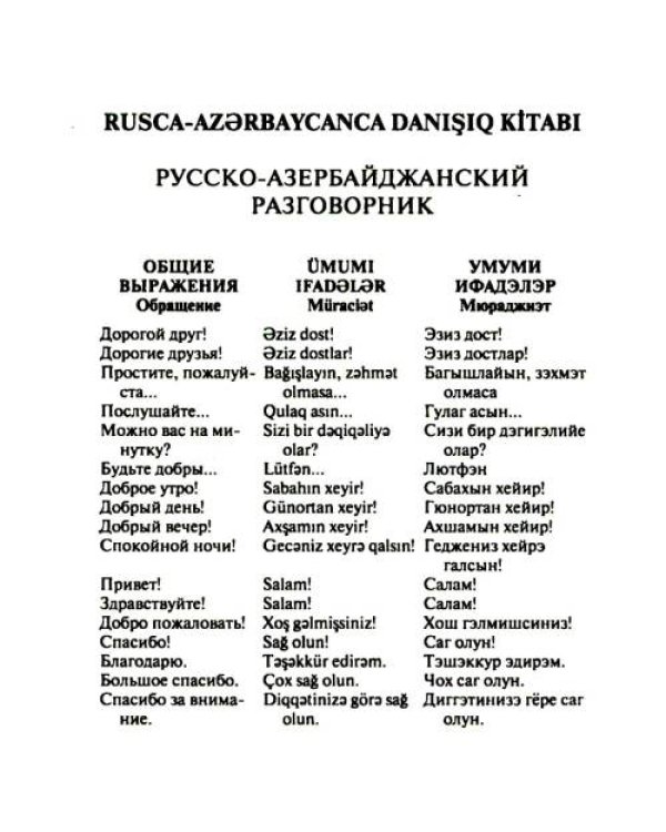 Дополнительное изображение книги «Русско-азербайджанский и азербайджанско-русский разговорник»