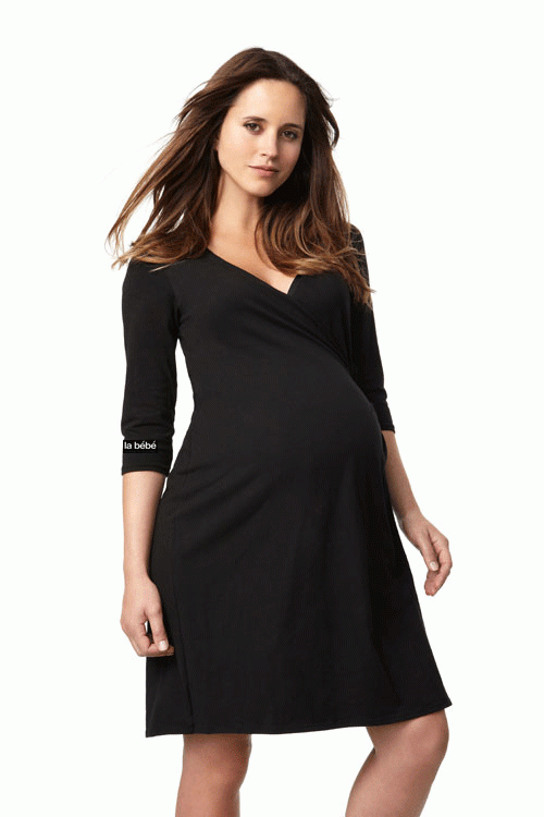 La Bebe™ Nursing Art. 38397 Black Cotton невероятно комфортное платье/халатик для будущих и кормящих