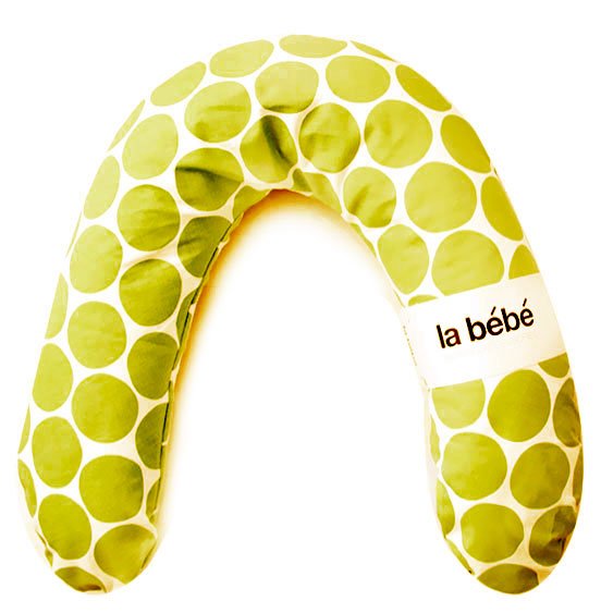 La Bebe™ Rich Maternity Pillow Art.78698 White&amp;Green dots Подковка для сна, кормления малыша 30x104 cm