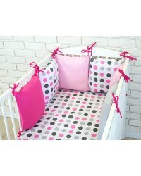 La bebe™ Cotton Borders Set 8 Art.91817 Dots pink Комплект постельного белья из 8 частей
