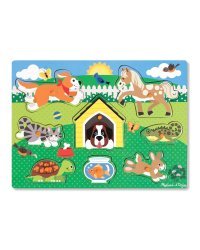 Melissa&amp;Doug Puzzles Pets Art.19053 Деревянный развивающий пазл для малышей Животные