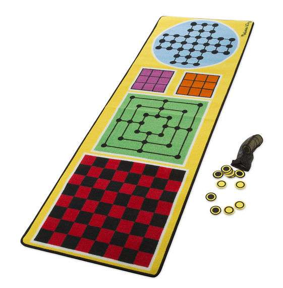 Melissa&amp;Doug 4 in1 Game Rug Art.19424 Детский коврик для игр 199.4 x 67.3 см + 36 деревянных фишек/шашек