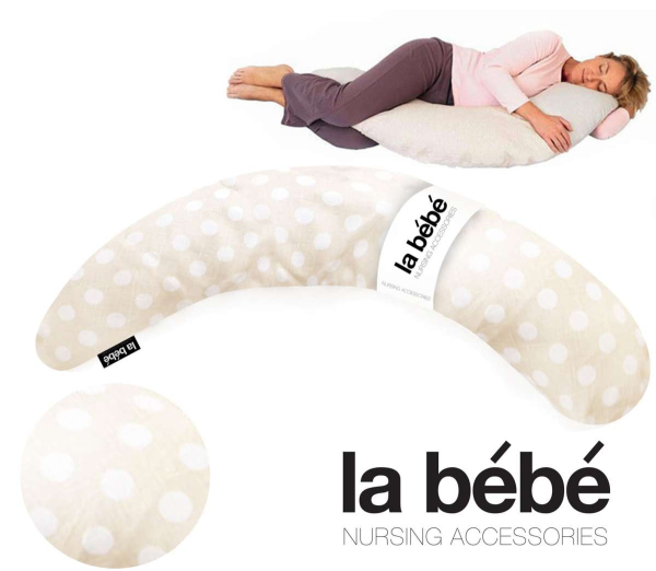 La Bebe™ Moon Maternity Pillow Art.108058 White Dots Большая подушка для беременных с наполнителем из Memory Foam (особенно мягкий и тихий наполнитель) 185cm