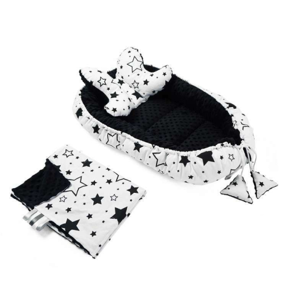 La bebe™ Minky+Cotton Babynest Set Art.106027 Stars Гнездышко – кокон для новорожденных Babynest