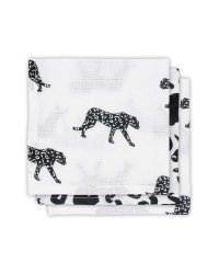 Jollein Muslin Face Leopard Art.537-848-65203 Высококачественная муслиновая пелёнка для лица, 3 шт. (15x21 см)