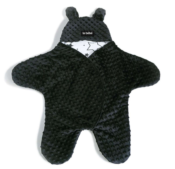 La bebe™ Minky+Cotton Art.104791 Black Комбинезон для малыша (конвертик) в автокресло или коляску с ручками и ножками