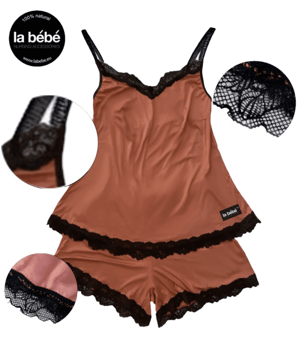 La bebe™ Maternity Cotton Lola Art.86290 Toffee Пижама (майка+шорты) для беременных и кормящих мамочек