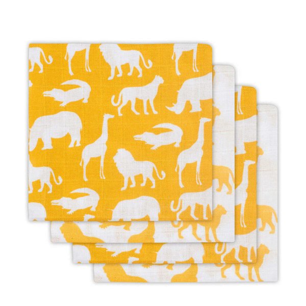Jollein Muslin Safari Art.535­-851-­65202 Высококачественная муслиновая пелёнка из бамбука, 4 шт. (70x70 см)